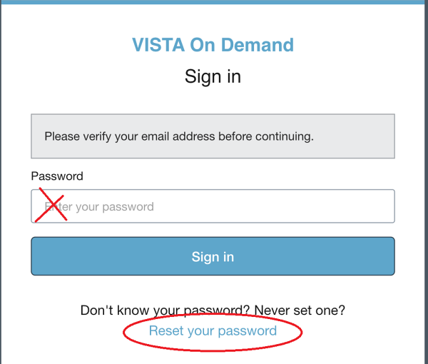 Click reset password